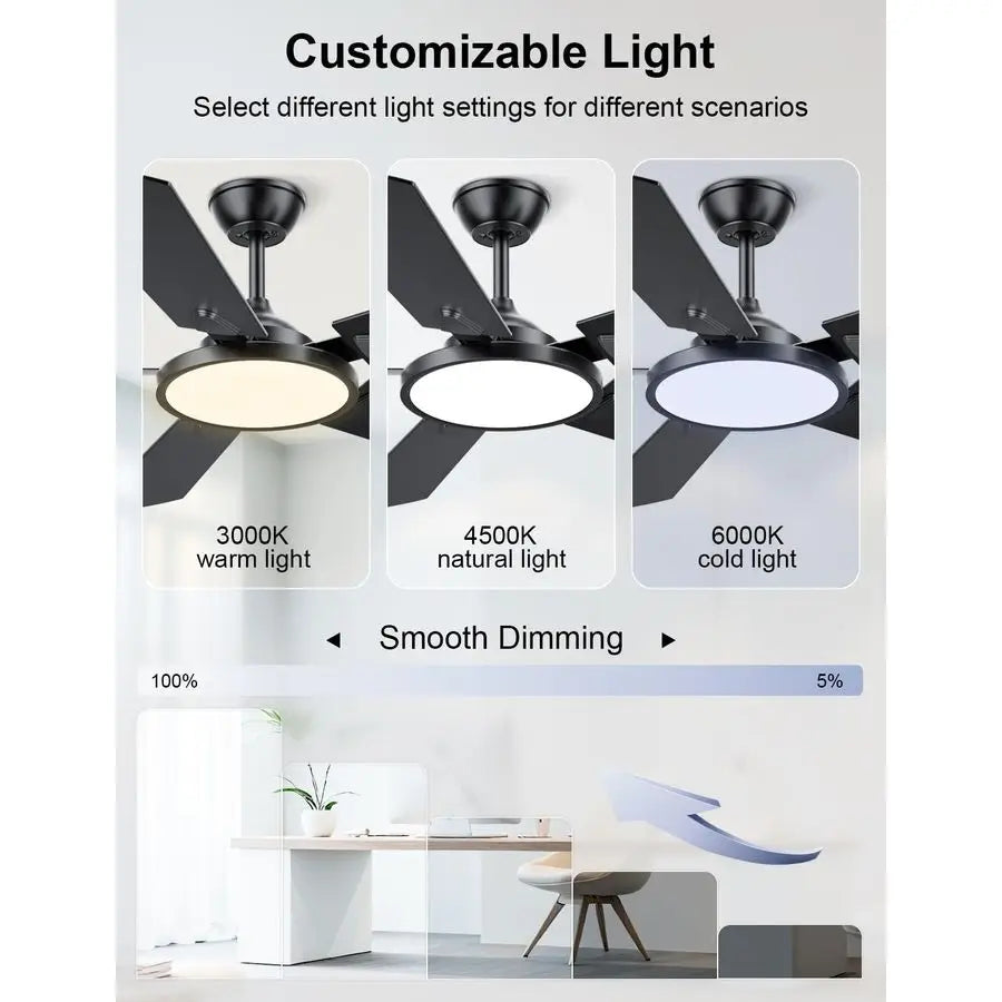 Modern Ceiling Fan With Light And Remote Control System
