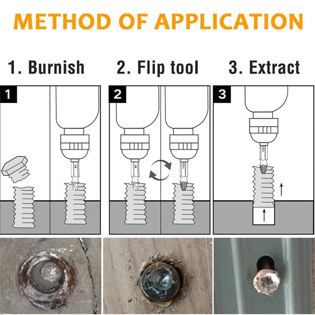 6-Piece Damaged Screw Extractor Set For Breakage Removal