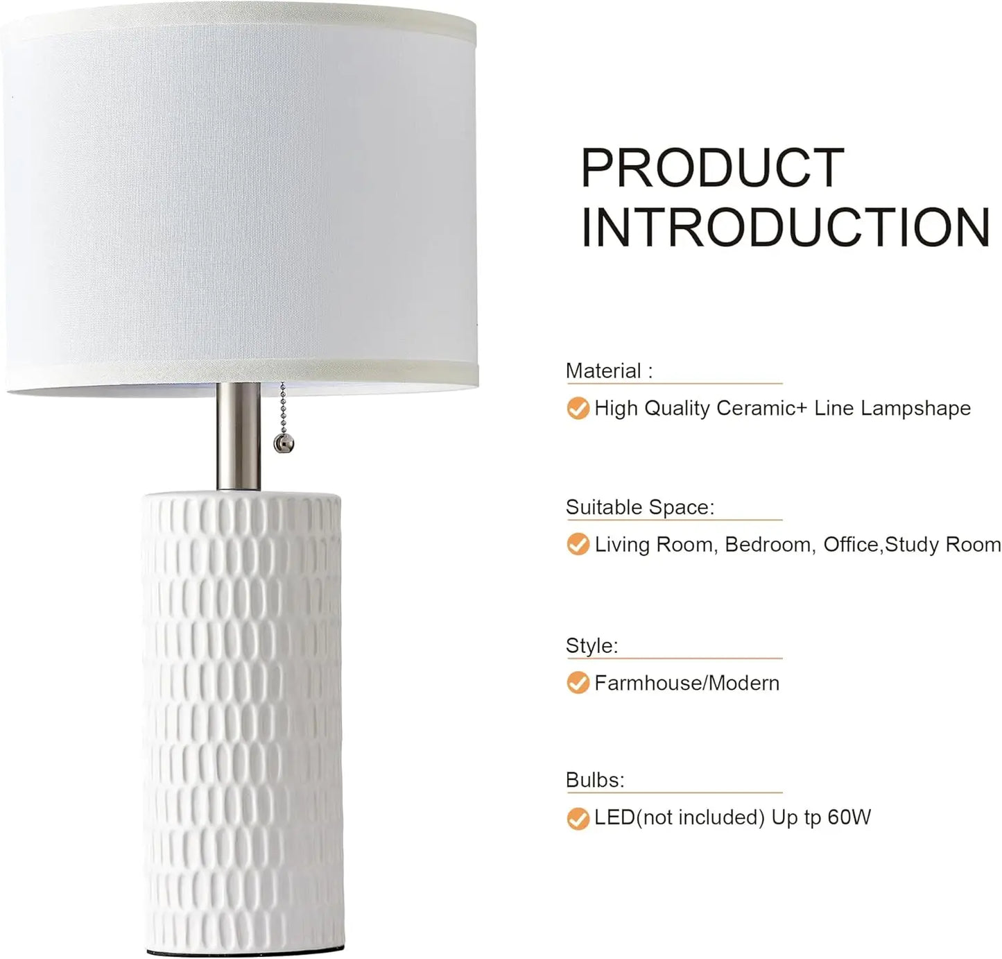 Modern Ceramic Table Lamps Set For Living Room And Bedroom