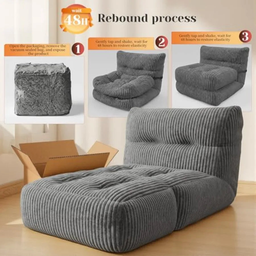 MDNG Memory Foam Bean Bag Chair With Foldable Ottoman