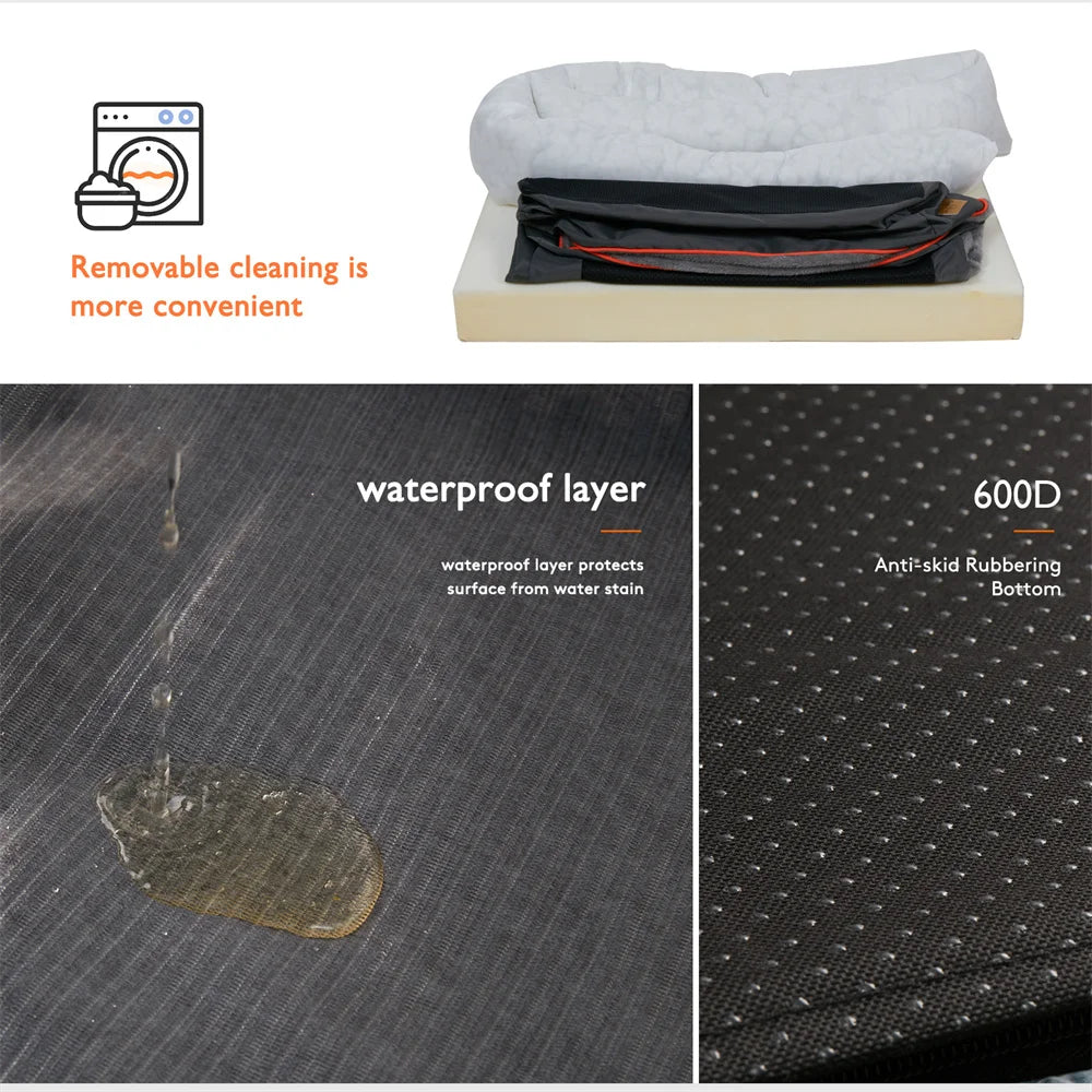 BORWART Waterproof Orthopedic Memory Foam Dog Bed With Removable Cover