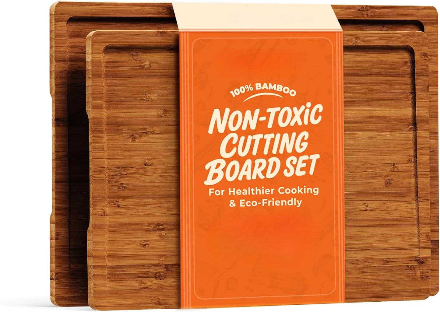Bamboo Cutting Board Set With Holder For Charcuterie And Kitchen Prep