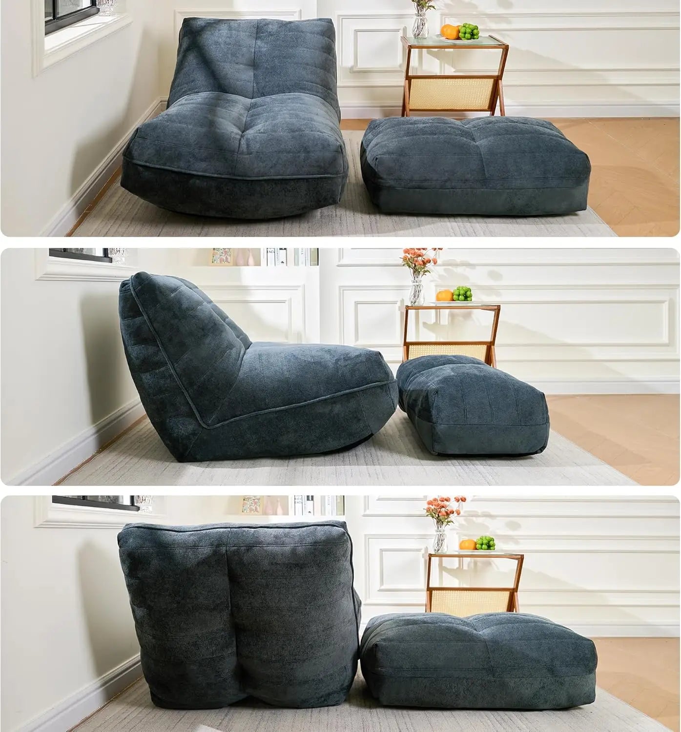 XMSJ Bean Bag Chair With Ottoman And Memory Foam Sofa