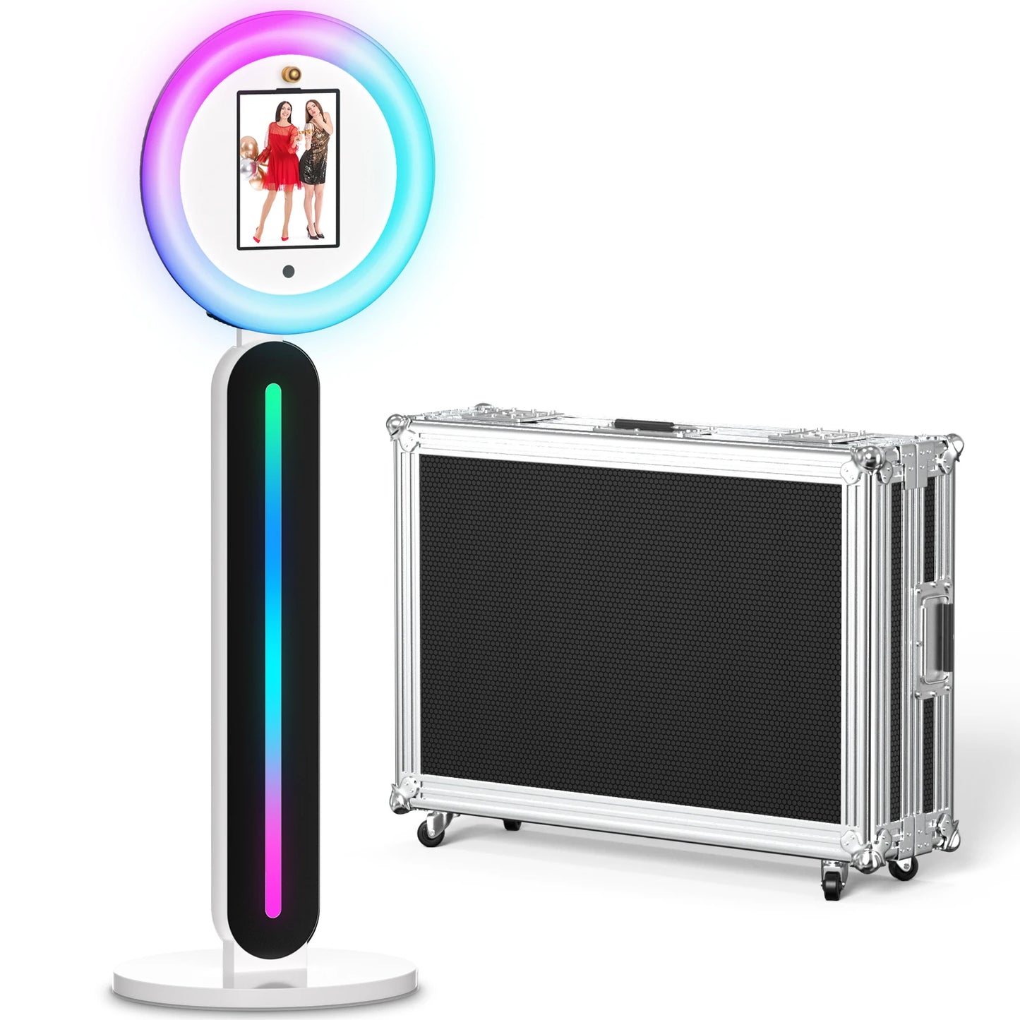 Portable iPad Photo Booth Machine Selfie Stand Via Remote APP Control With RGB Ring Light For Party Wedding Events With Case