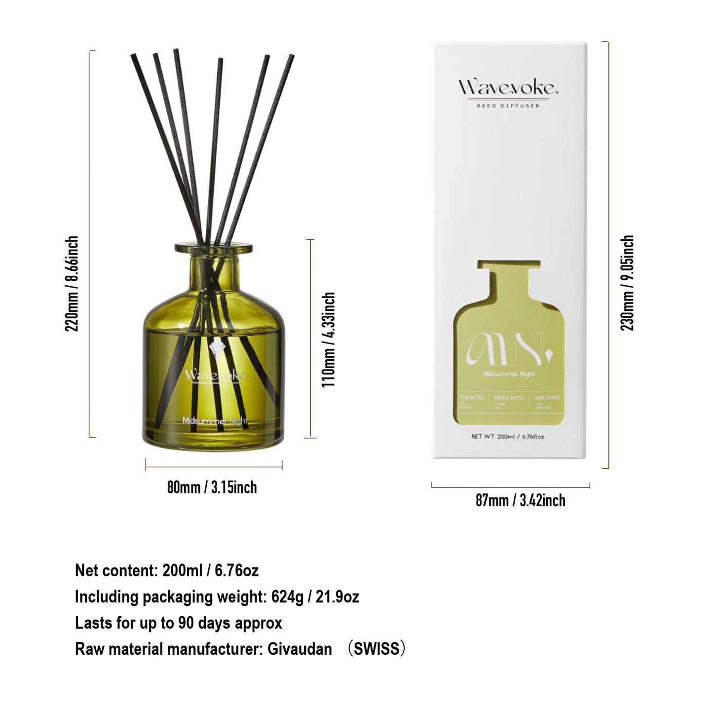 Rattan Reed Diffuser Sticks Midsummer Night Fragrance