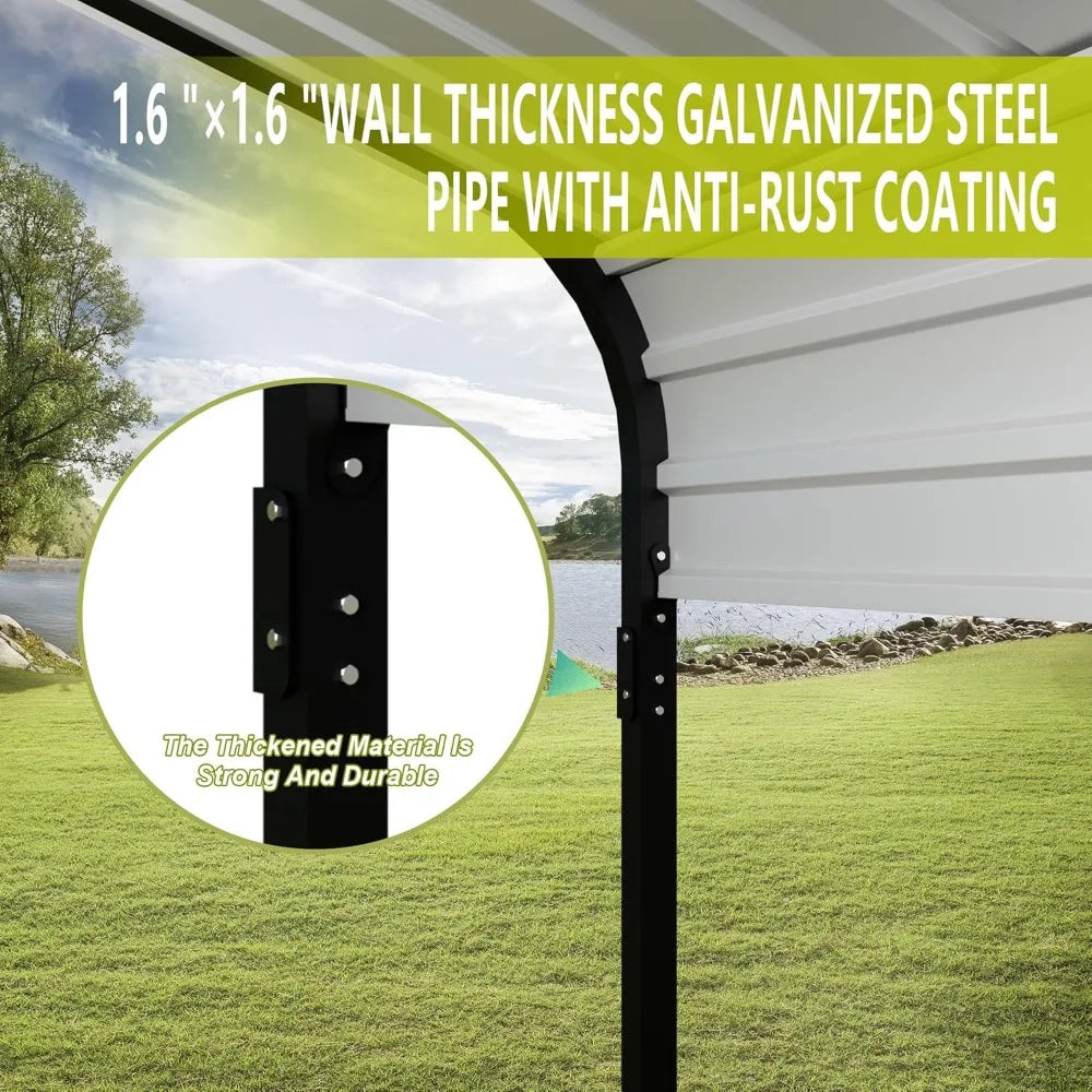 Heavy Duty Metal Carport With Rainproof Canopy Galvanized Roof
