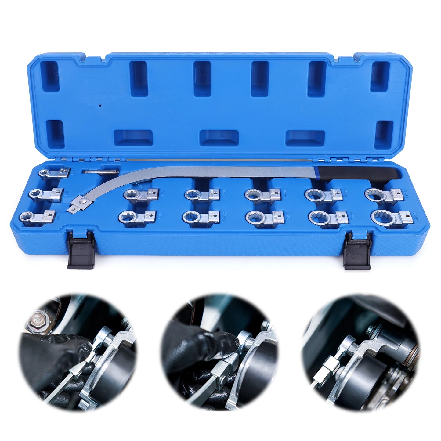 15PCS Auxiliary Belt Tensioner Pulley Wrench Set Screw Removal Tool Idler Pulley Adjustment Wrench Fit for Most Vehicle Types