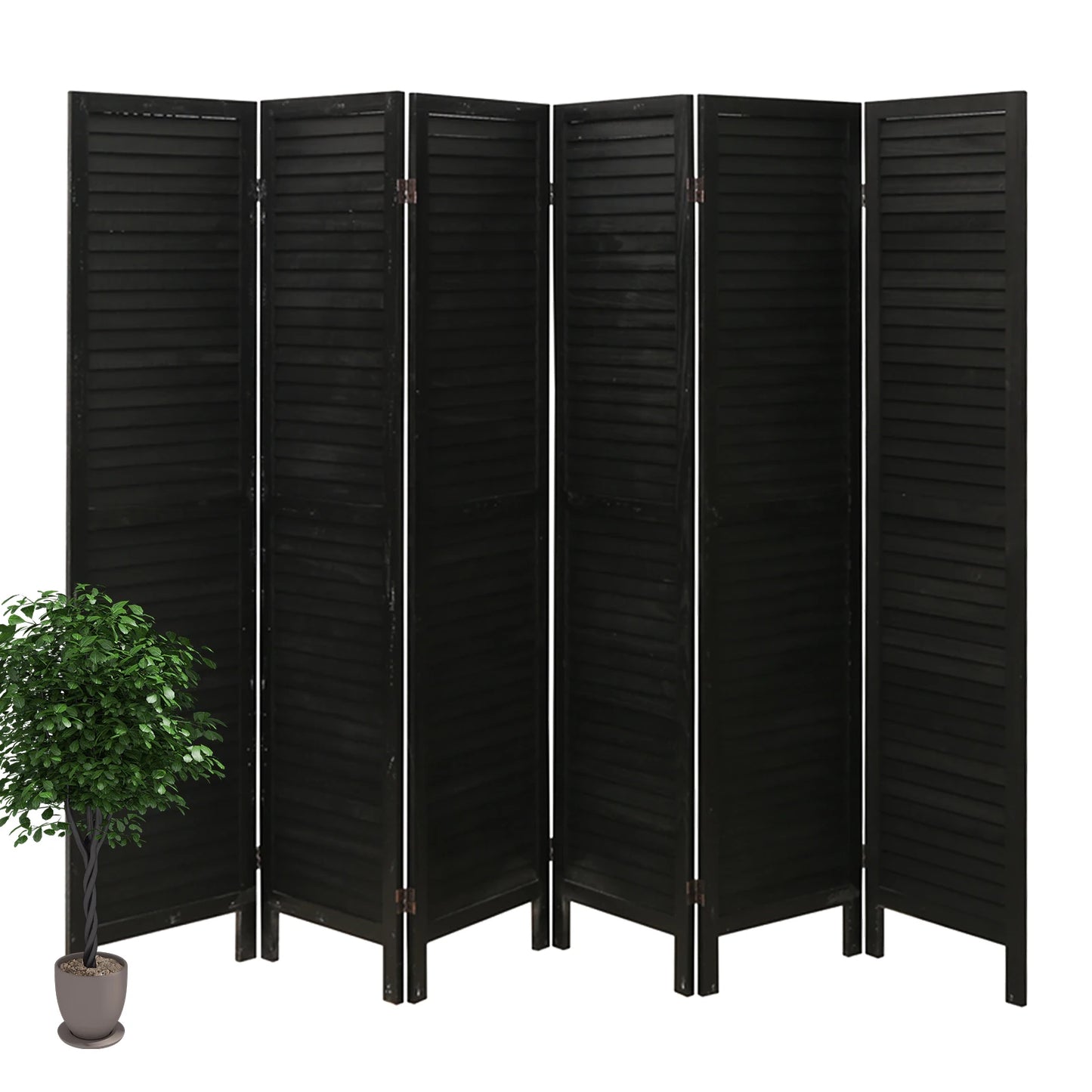 Wood Room Divider Screen Folding Privacy Freestanding Louvered Divider