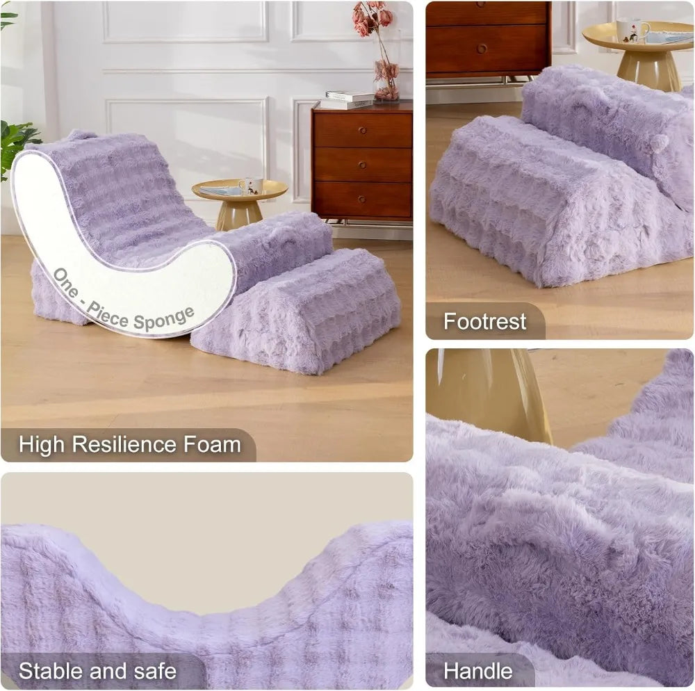 Memory Foam Bean Bag Chair Velvet Fabric With Adjustable Backrest