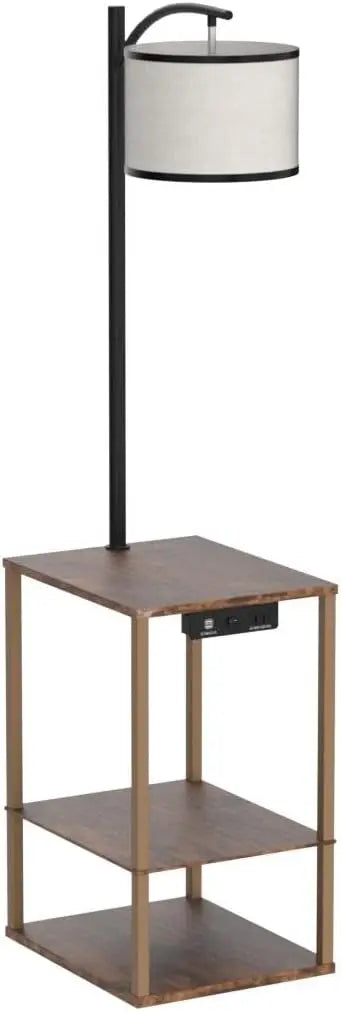 Floor Lamp With Side Table USB Ports And Adjustable Head