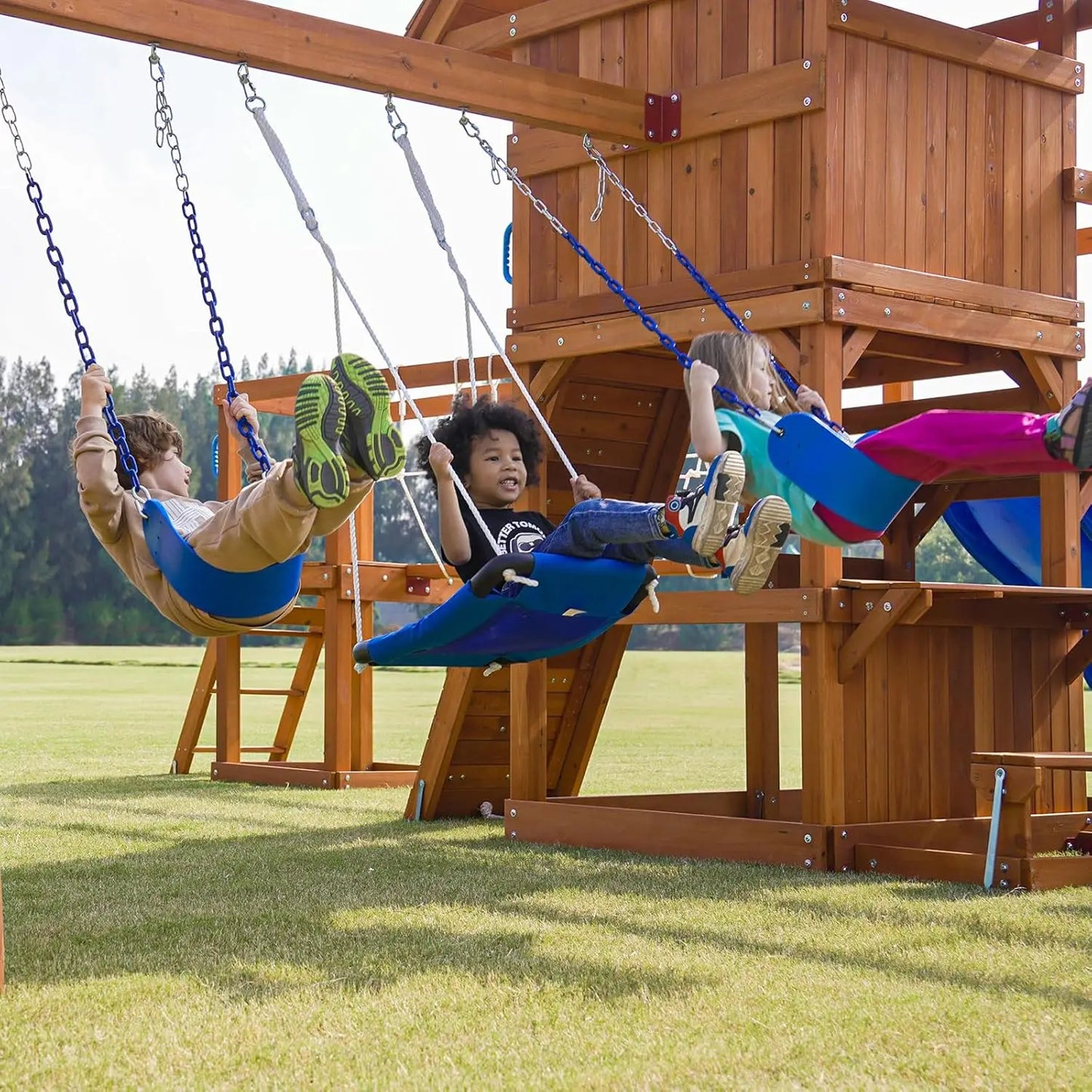 Backyard Playground Set With Monkey Bars Swings And Climbing Wall