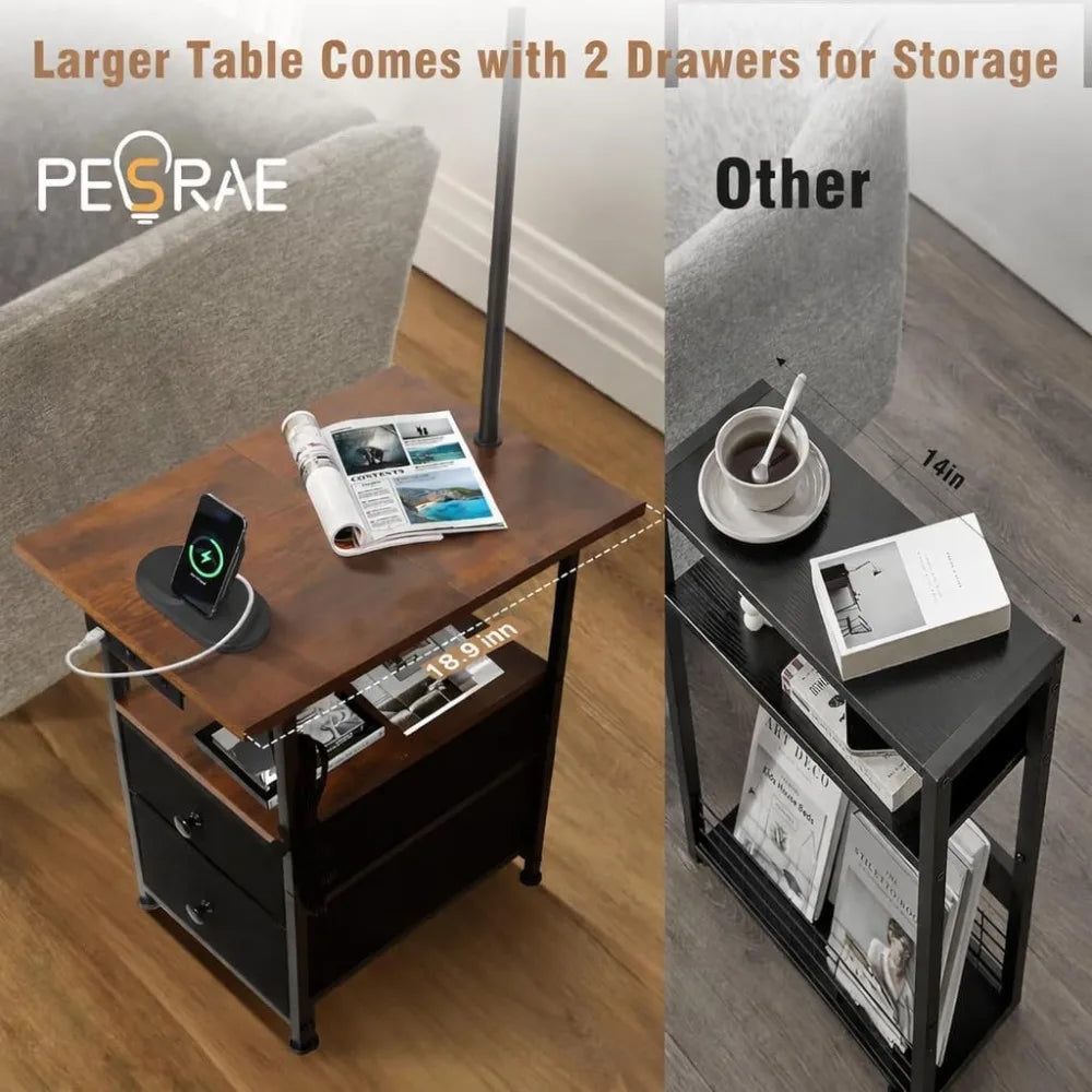 Floor Lamp With Table And Two Drawers Reading Lamp