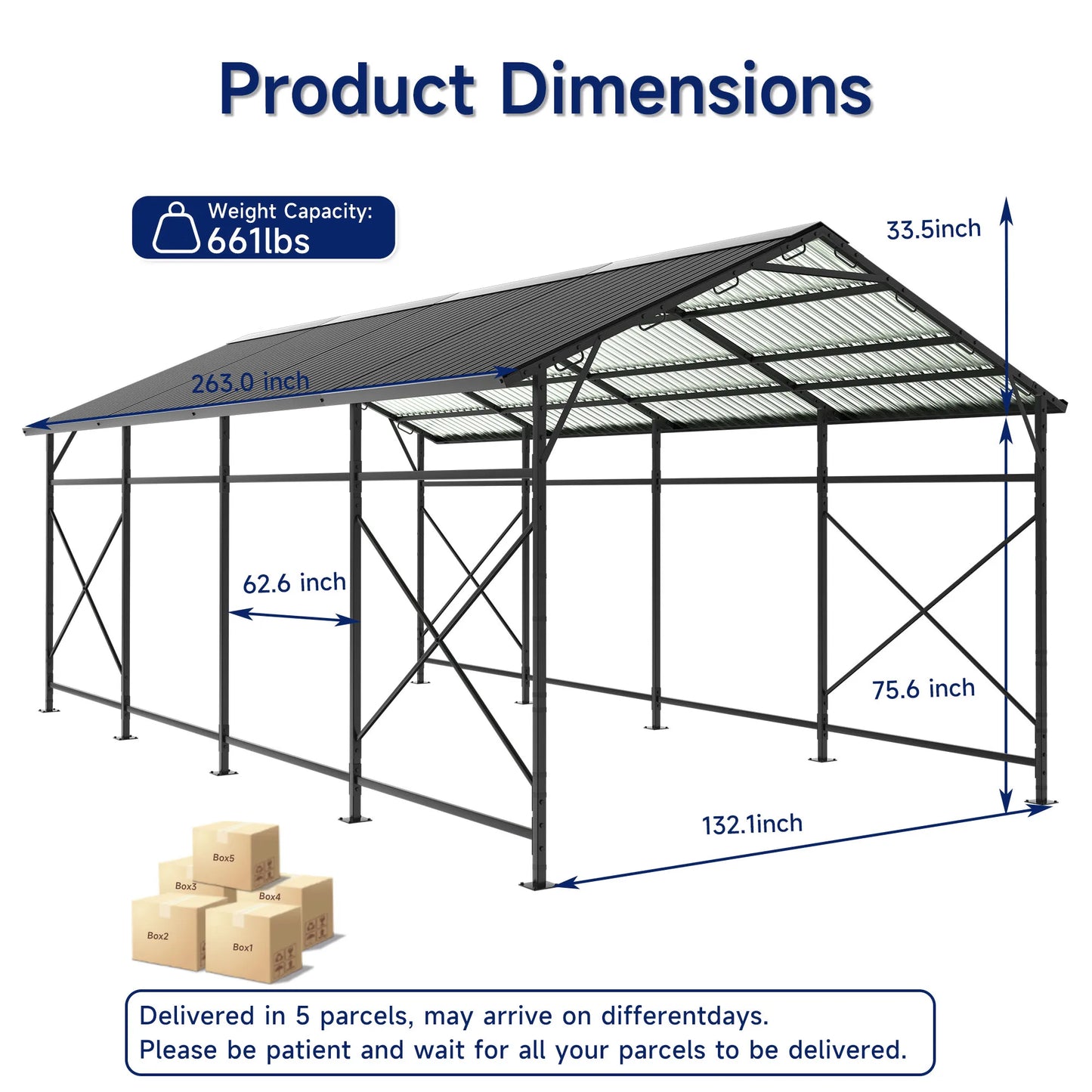 Heavy Duty Metal Carport With Oxford Cloth Enclosure