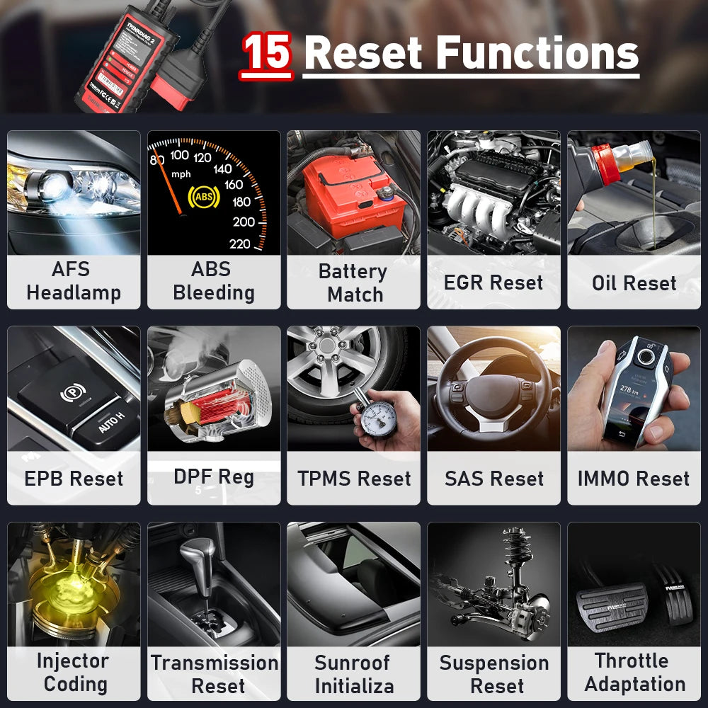 THINKCAR Thinkdiag 2 Ediag Plus Automotive Tool OBD2 Scanner CAN FD Bidirectional 15 Reset All System Diagnostic tool ECU Coding