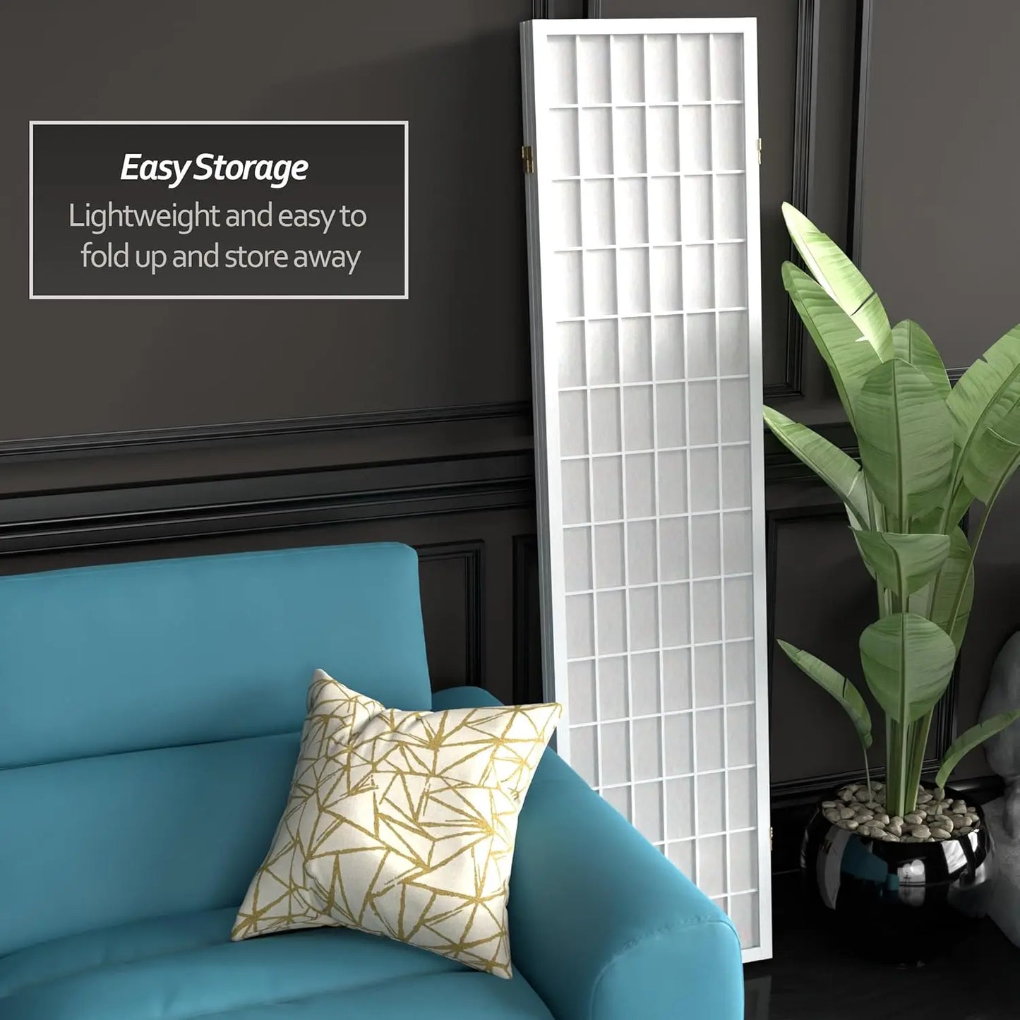 Japanese Shoji Room Divider Screen With Rice Paper Panels