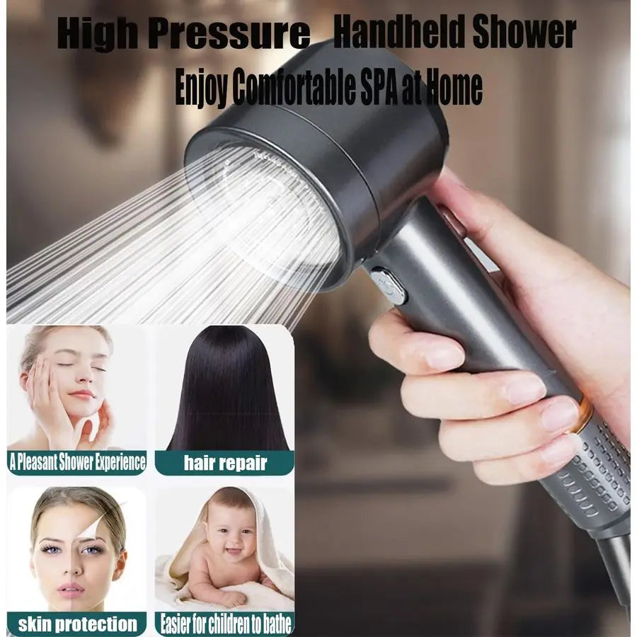 Pressure Shower Head With Handheld 4 Spray Modes Water Saving