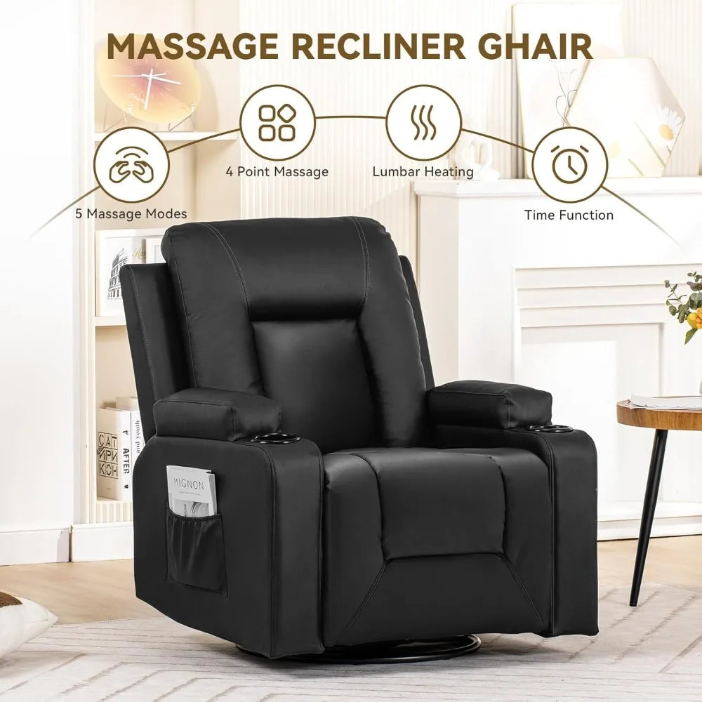 Recliner Massage Chair With Rotary Joystick And Cup Holder