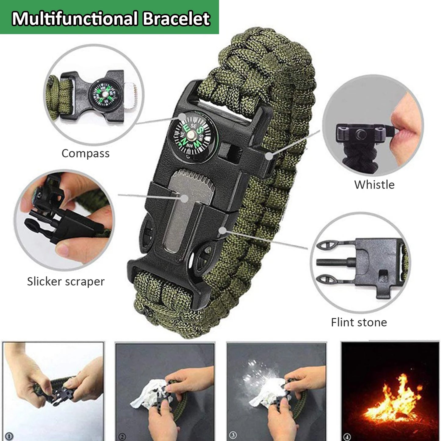KKMOONDIY 14 Piece Multifunctional Survival Tool Kit