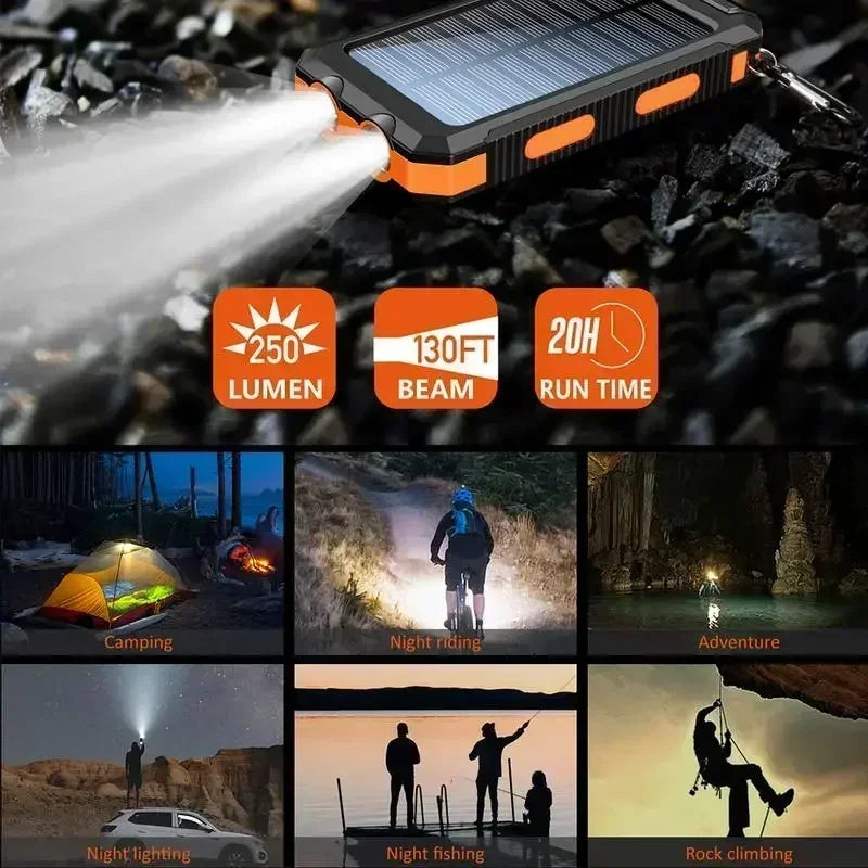 10000mAh Solar Power Bank 4-In-1 Fast Charge LED Light