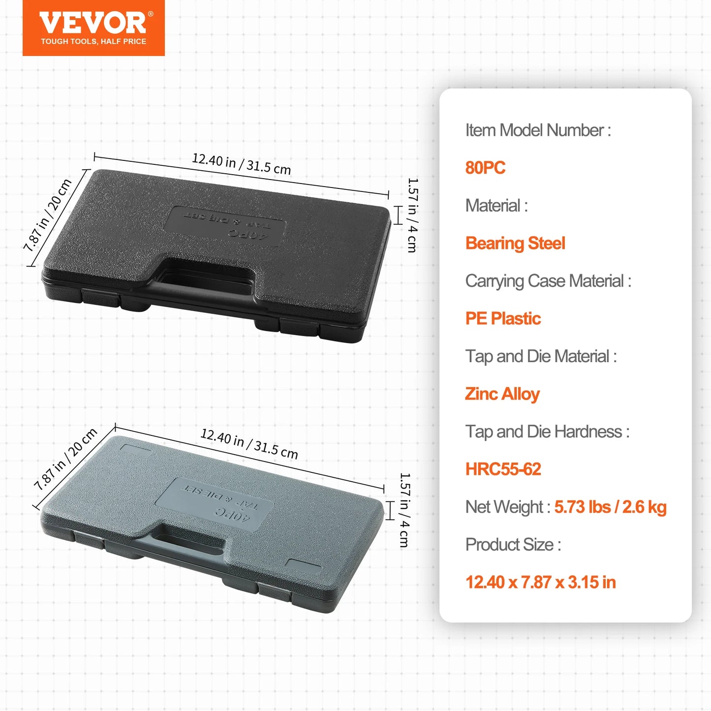 Tap and Die Set Bearing Steel for Metric SAE Threads
