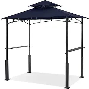 XMSJ Grill Gazebo Shelter With LED Light Outdoor Canopy