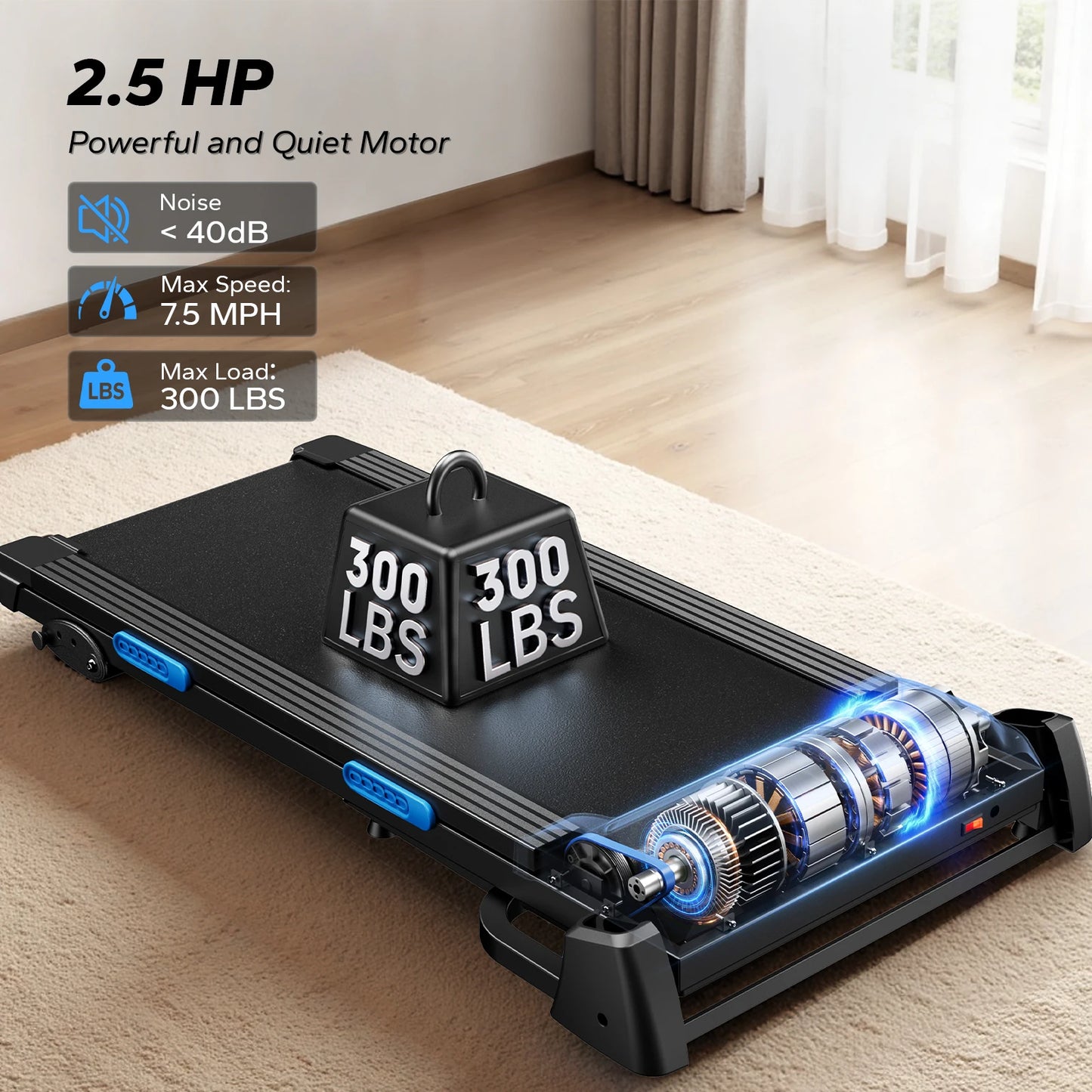 MERACH Foldable Treadmill T12 Incline Quiet Heart Rate Monitoring