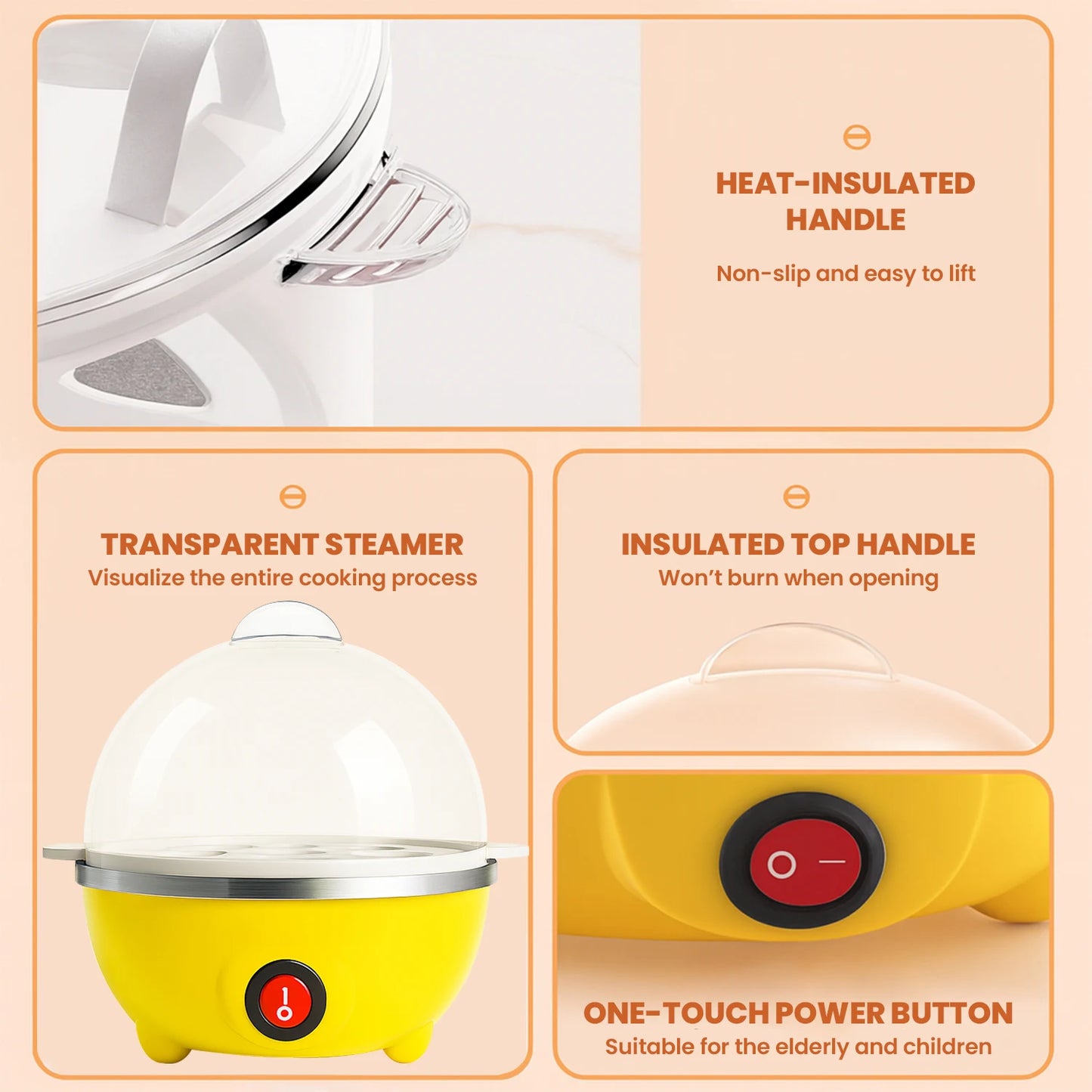 Rapid Egg Cooker 350W Electric Egg Maker With Auto Shutoff