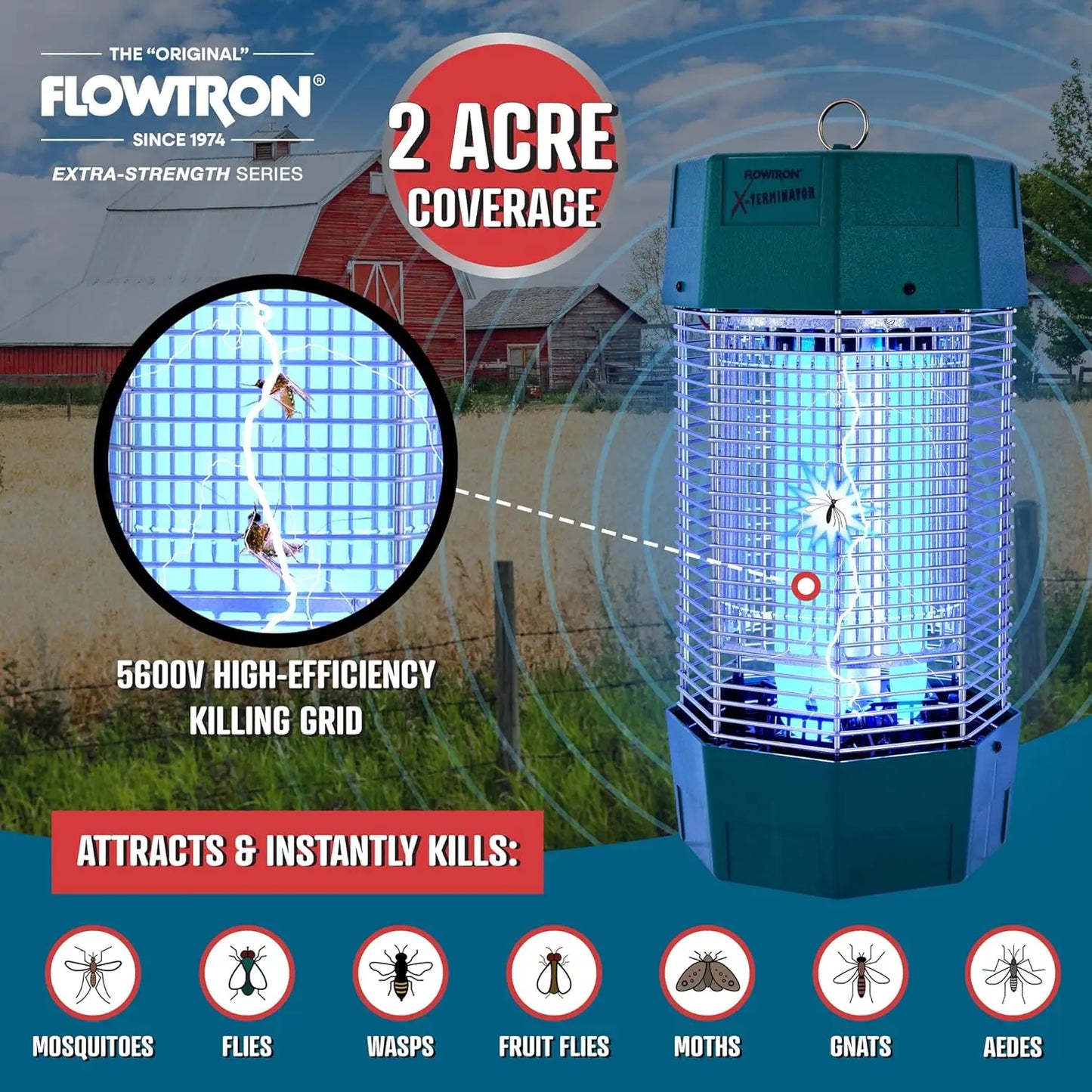 Flowtron Outdoor Electric Bug Zapper With Dual Lure UV Light