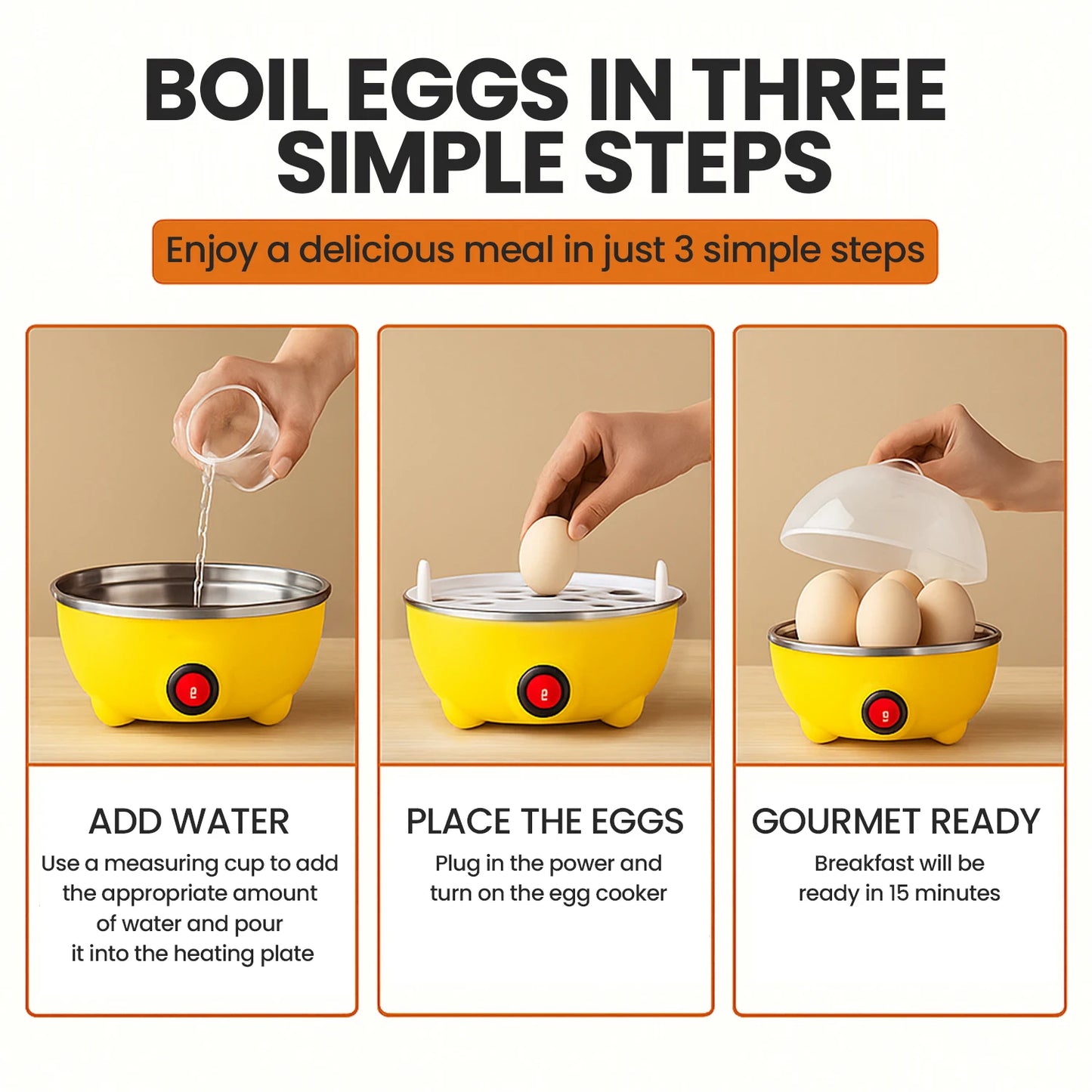 Rapid Egg Cooker 350W Electric Egg Maker With Auto Shutoff