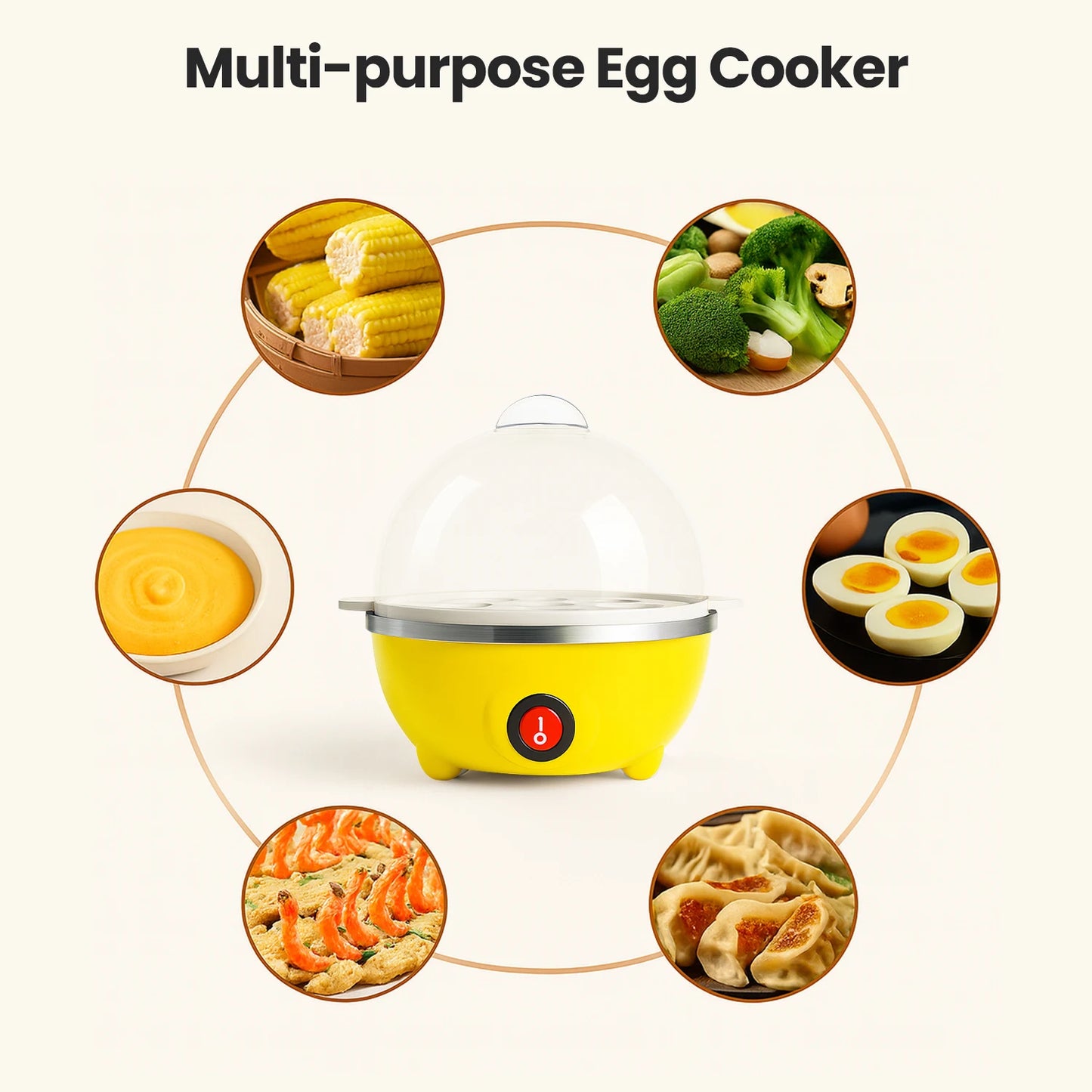 Rapid Egg Cooker 350W Electric Egg Maker With Auto Shutoff