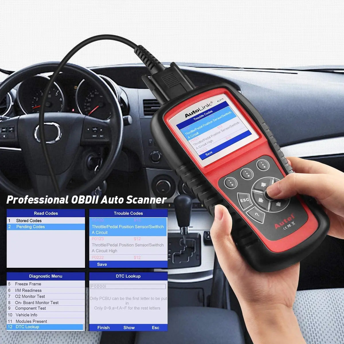 Autel AL619 AL519 OBD2 Scanner Car Diagnostic Tool ABS SRS