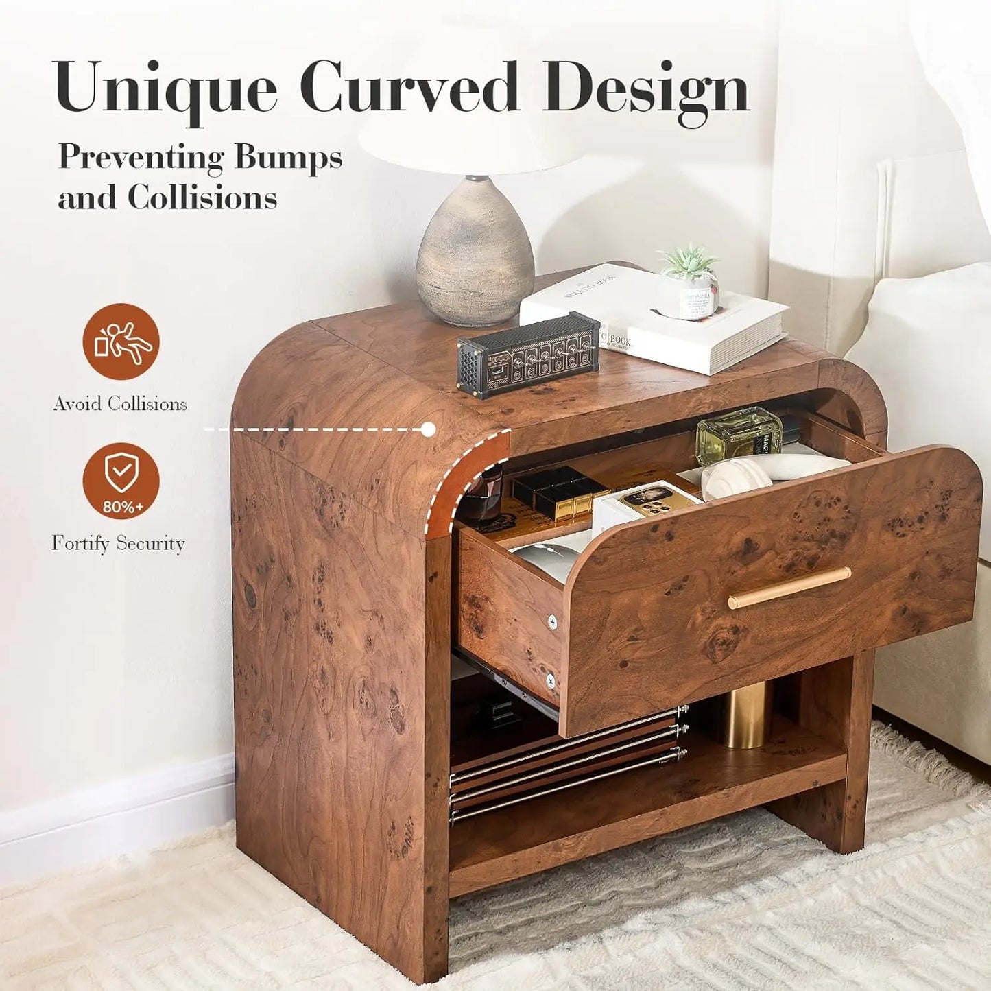 Two FSC Certified Nightstands With One Drawer And One Shelf