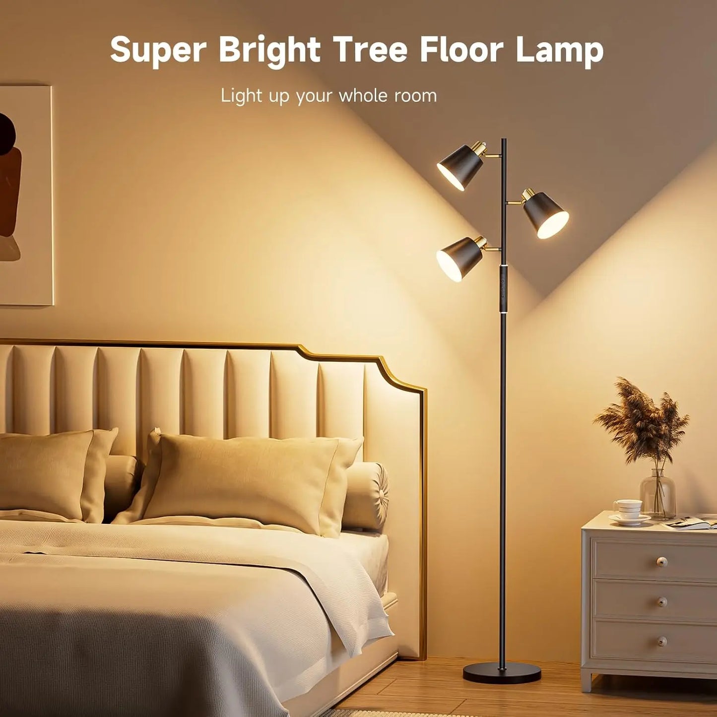 Modern LED Tree Floor Lamp With Remote Touch Control Dimmable