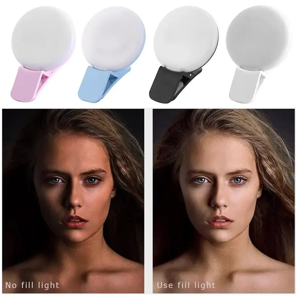 DUTRIEUX Mini Phone LED Ring Light Clip Selfie Fill Light