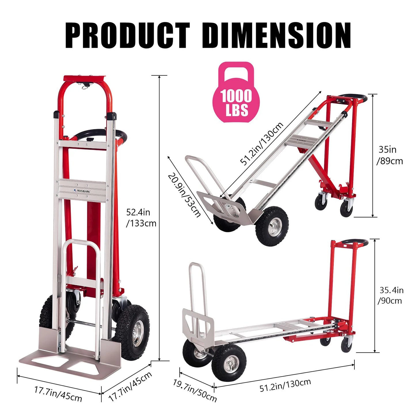 4 In 1 Convertible Hand Truck Dolly With Telescopic Frame