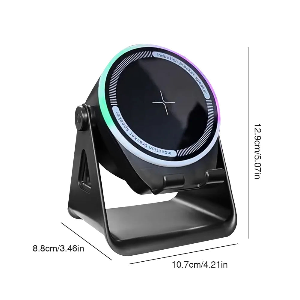 Wireless Induction Bluetooth Speaker With RGB Ambient Light Phone Stand