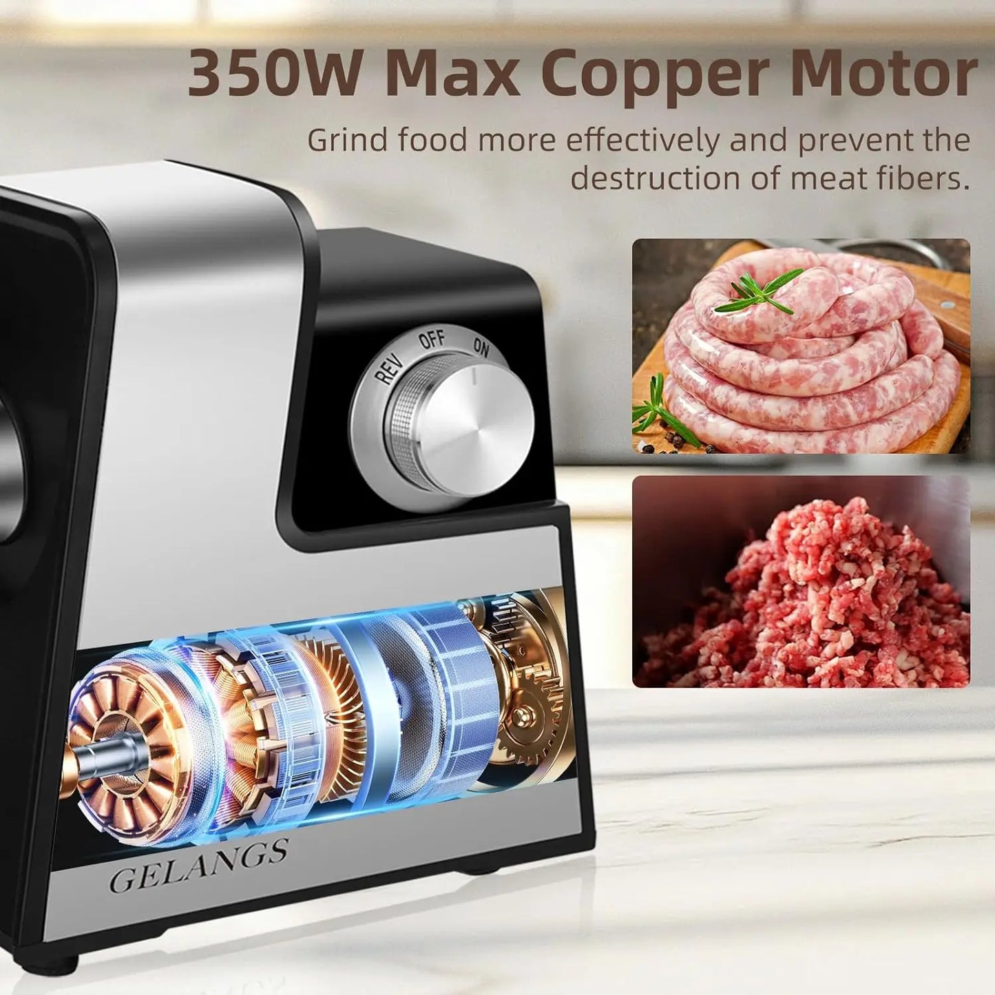 350W Electric Meat Grinder With Sausage Stuffer Tubes Kubbe Kit