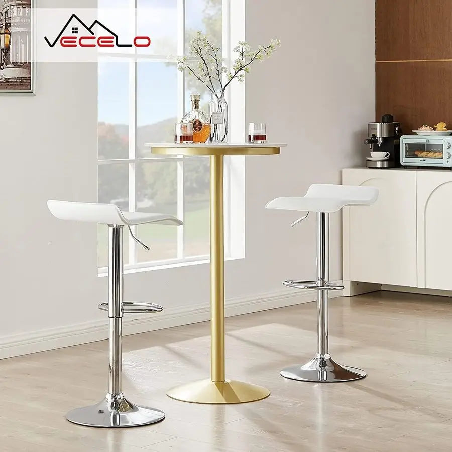 Swivel Bar Stools Set of 2 Modern Armless PVC Chairs