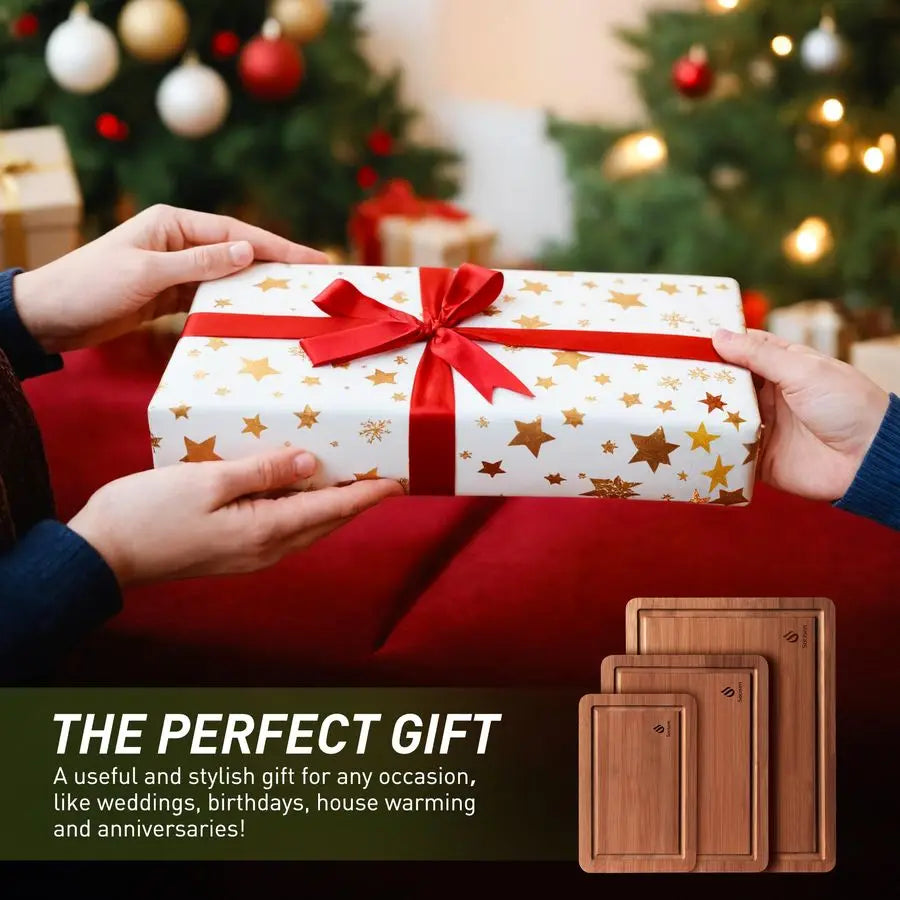 Packs Bamboo Cutting Board Set With Non Slip Durable Feet