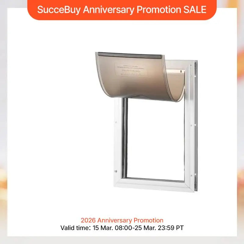 SucceBuy Pet Door With Aluminum Frame, Lock, And Flap System