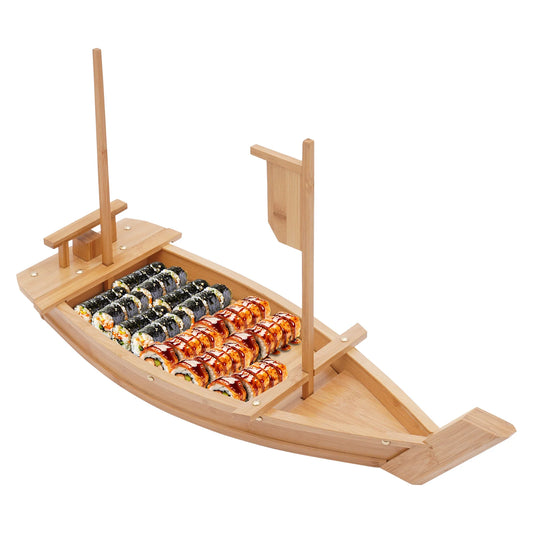 Bamboo Boat Shaped Sushi Serving Tray for Party Buffet