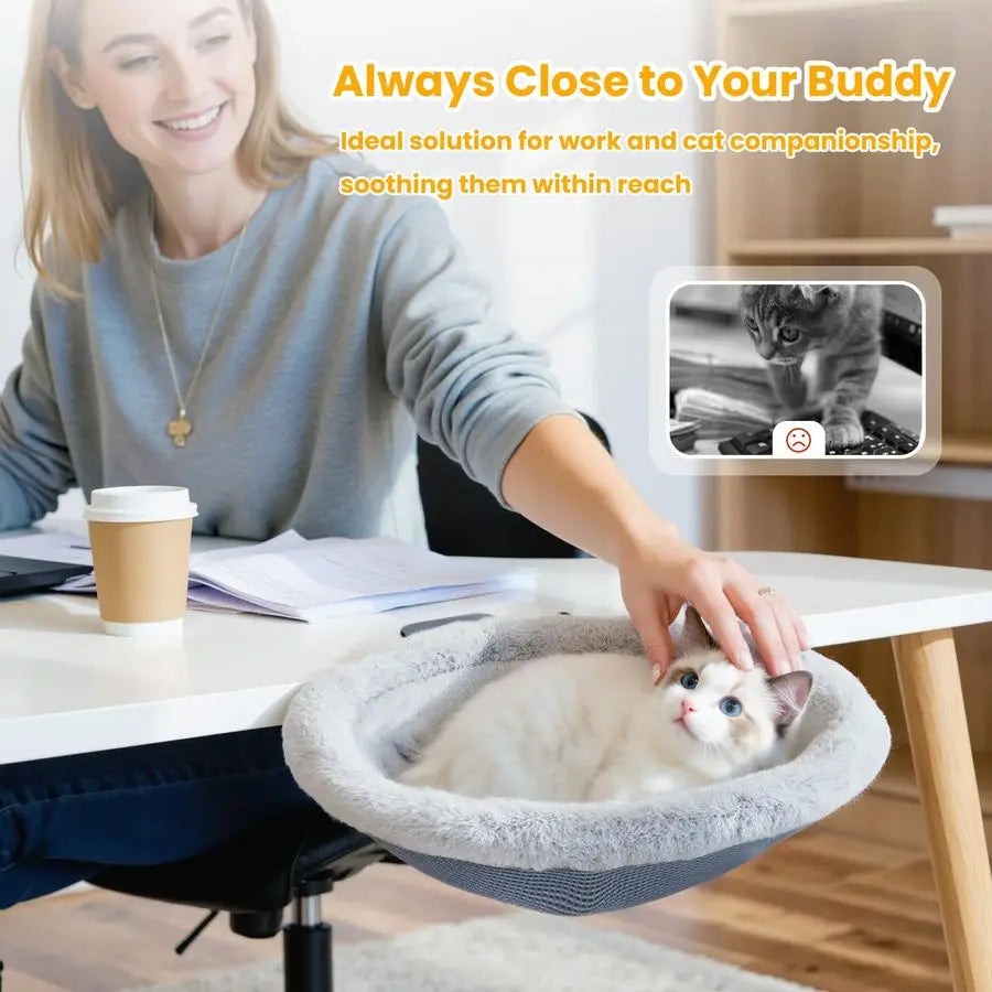 Cat Desk Bed With Premium Clamp On Desk Edge Hammock