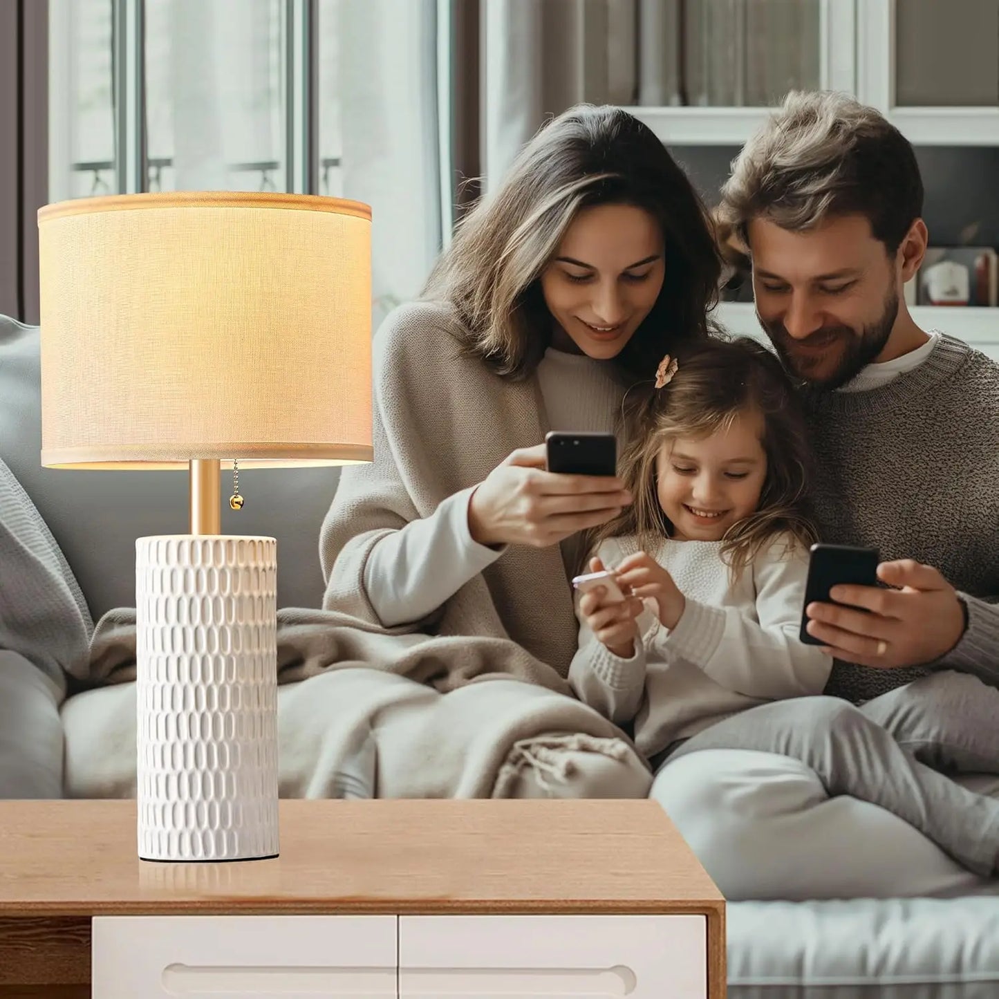 Modern Ceramic Table Lamps Set For Living Room And Bedroom