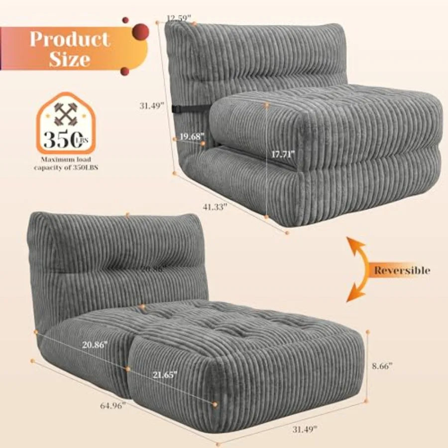 MDNG Memory Foam Bean Bag Chair With Foldable Ottoman