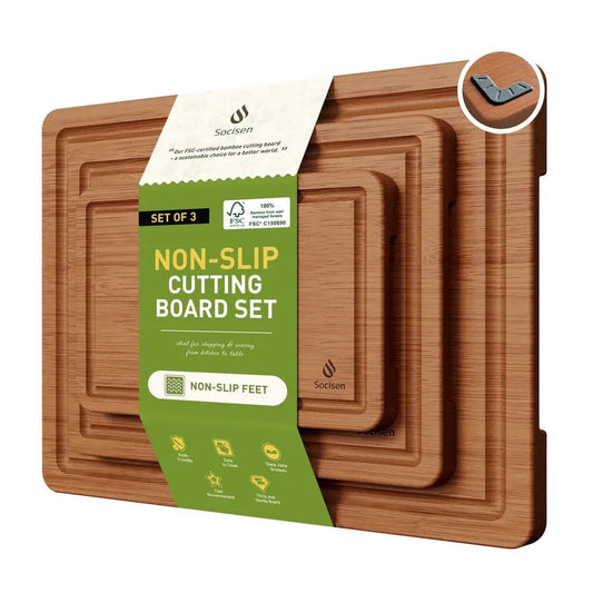 Packs Bamboo Cutting Board Set With Non Slip Durable Feet