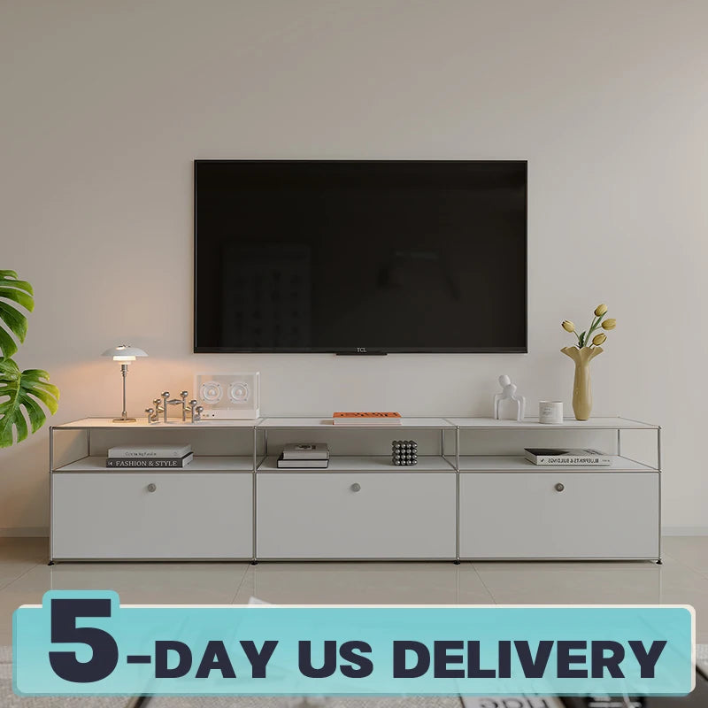Bigcityfur Tv Stand Storage Cabinet Modern Metal Living Room