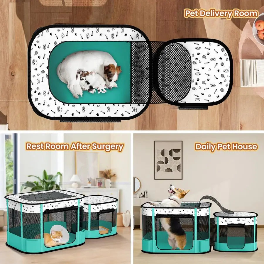 XMSJ Portable Cat Playpen 8 Rod Reinforced Indoor Outdoor Enclosure