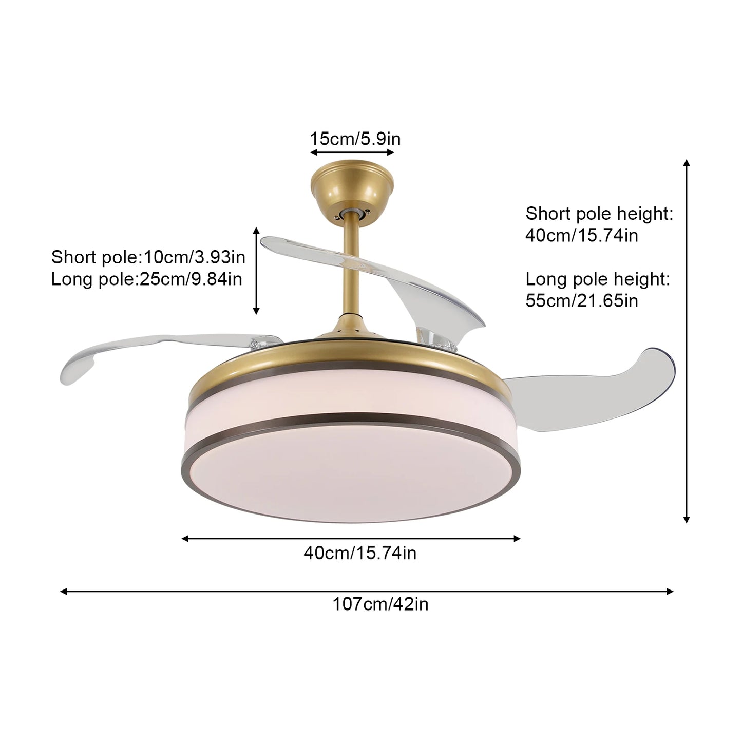 Ceiling Fan Pendant Light With Remote Control For Bedroom Kitchen