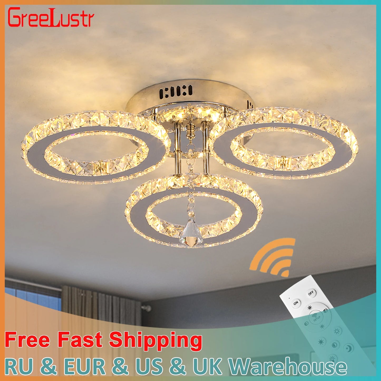 GreeLustr Crystal Ceiling Pendant Light Chandelier