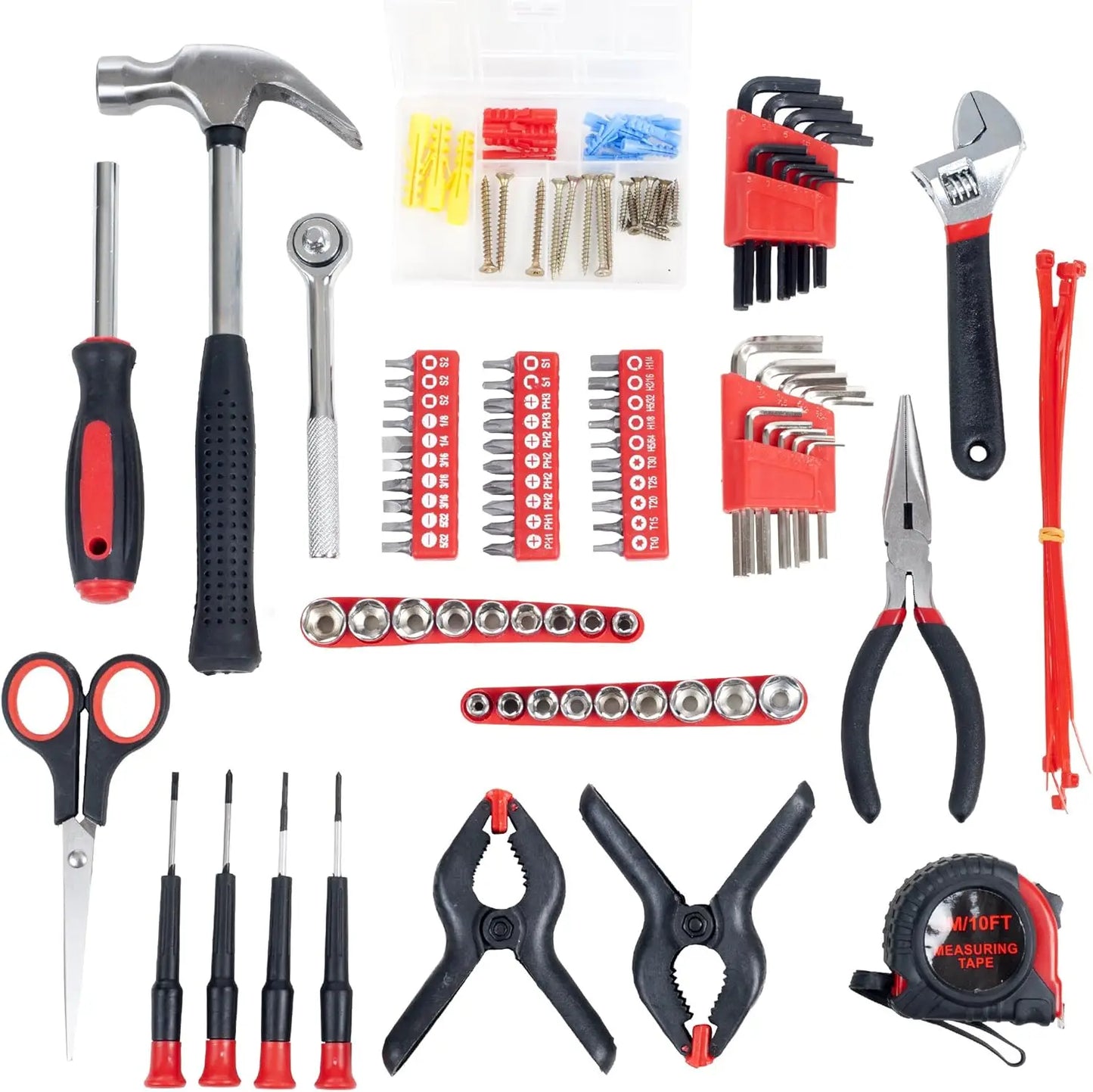 86-Piece Tool Set With Roll Up Bag Screwdrivers Pliers Wrenches